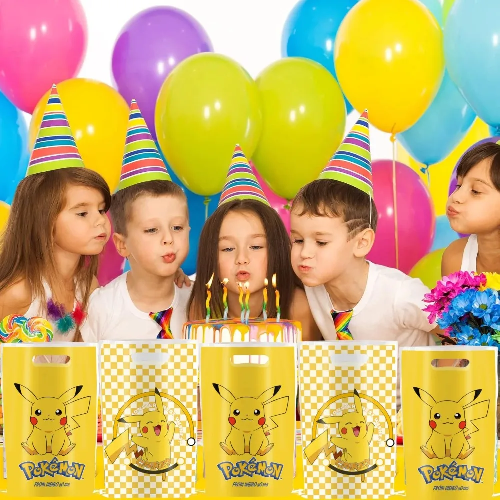 

2026 theme Birthday Gift Bag Pokemon Figures Pikachu Candy Bag Packaging Pokemon Giveaway Party Favors Children Toy Supplies