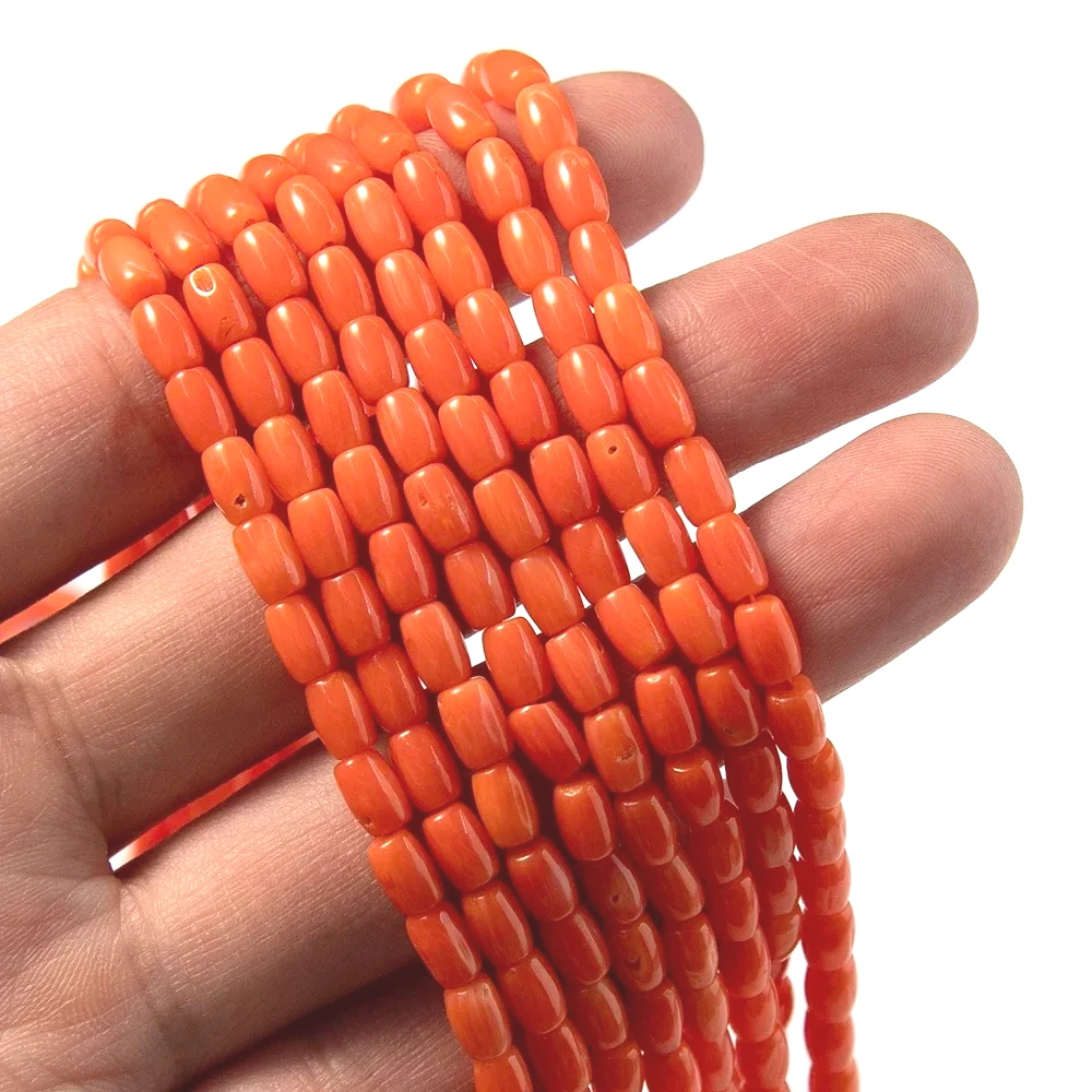 الصف رائعة دلو شكل المرجان الطبيعي الخرز ستراند 4x6 مللي متر البرتقال خرزة مباعدة لصنع سوار ذاتي الصنع قلادة القرط #6