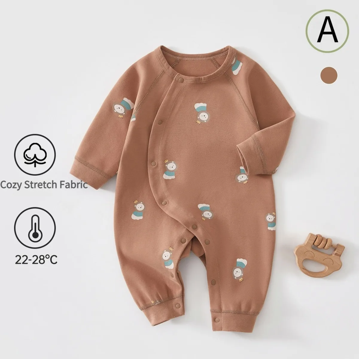 Soft Stretch Cotton Baby Romper A-Class Newborn Onesie Eco-Friendly Dyeing Long Sleeve All Seasons Pajamas for Boys Girls 0-18M
