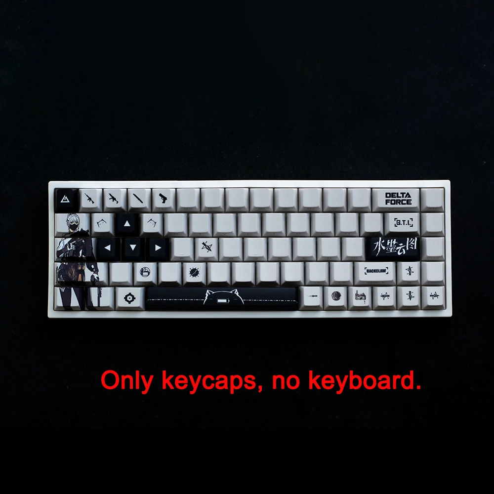 Keycap Delta Force Tema Kustom PBT Thermal Sublimation Profil Cherry untuk Keyboard Mekanik Laptop Gaming