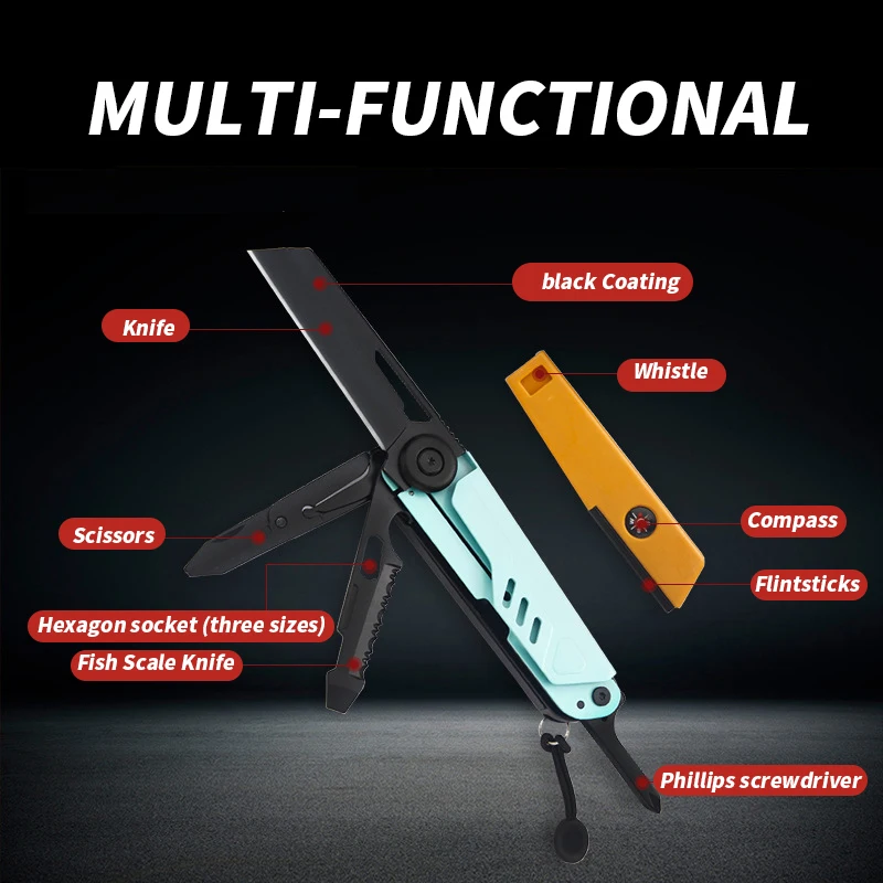 FREETIGER Multi-Functional Knife Outdoor Camping Suvival Repairing Camping Bushcraft Folding Multi-Tool Knives with Screwdriver