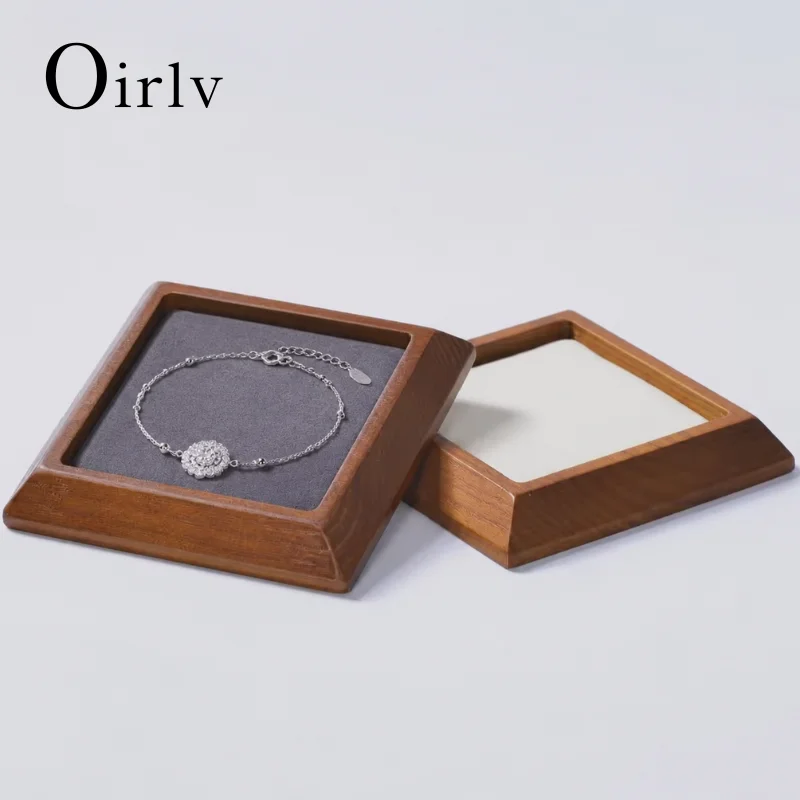 

Oirlv Solid Wood Jewelry Tray for Showcase Display Retro Ring Earring Storage Necklace Dish Jewelry Holder Organizer Props