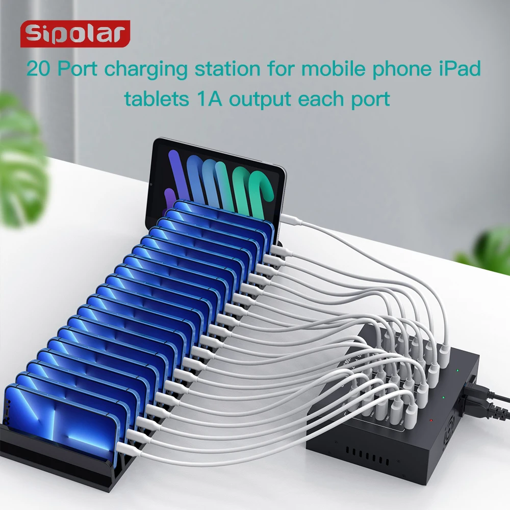 Sipolar A-213P 20 PORTS USB 3.0 HUB USB charger with  Power supply for mobile phone refurbish charging and recycle view 4