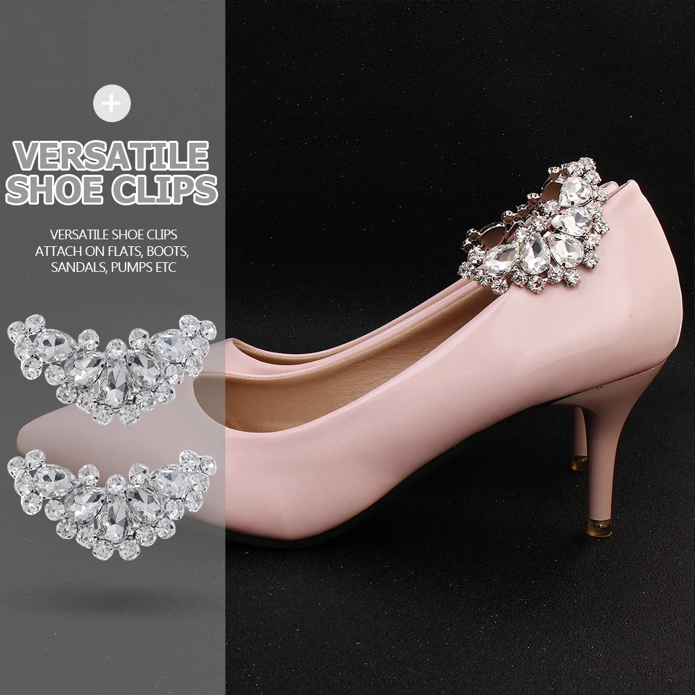 

1Pair Detachable Rhinestone Shoe Buckles Bride Shoe Ornaments Stylish Wedding Decorative Buttons Easy to Carry