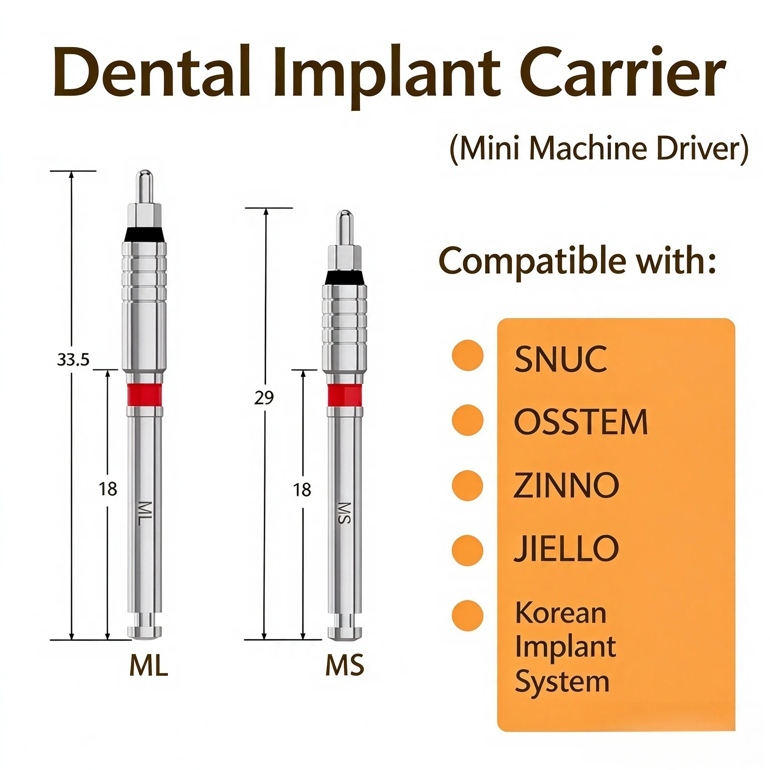 1Pc Fit Osstem Dental Implant Carrier Driver Regular MIni Machine Screwdriver Latch Shank Implantology Prosthetic Tool