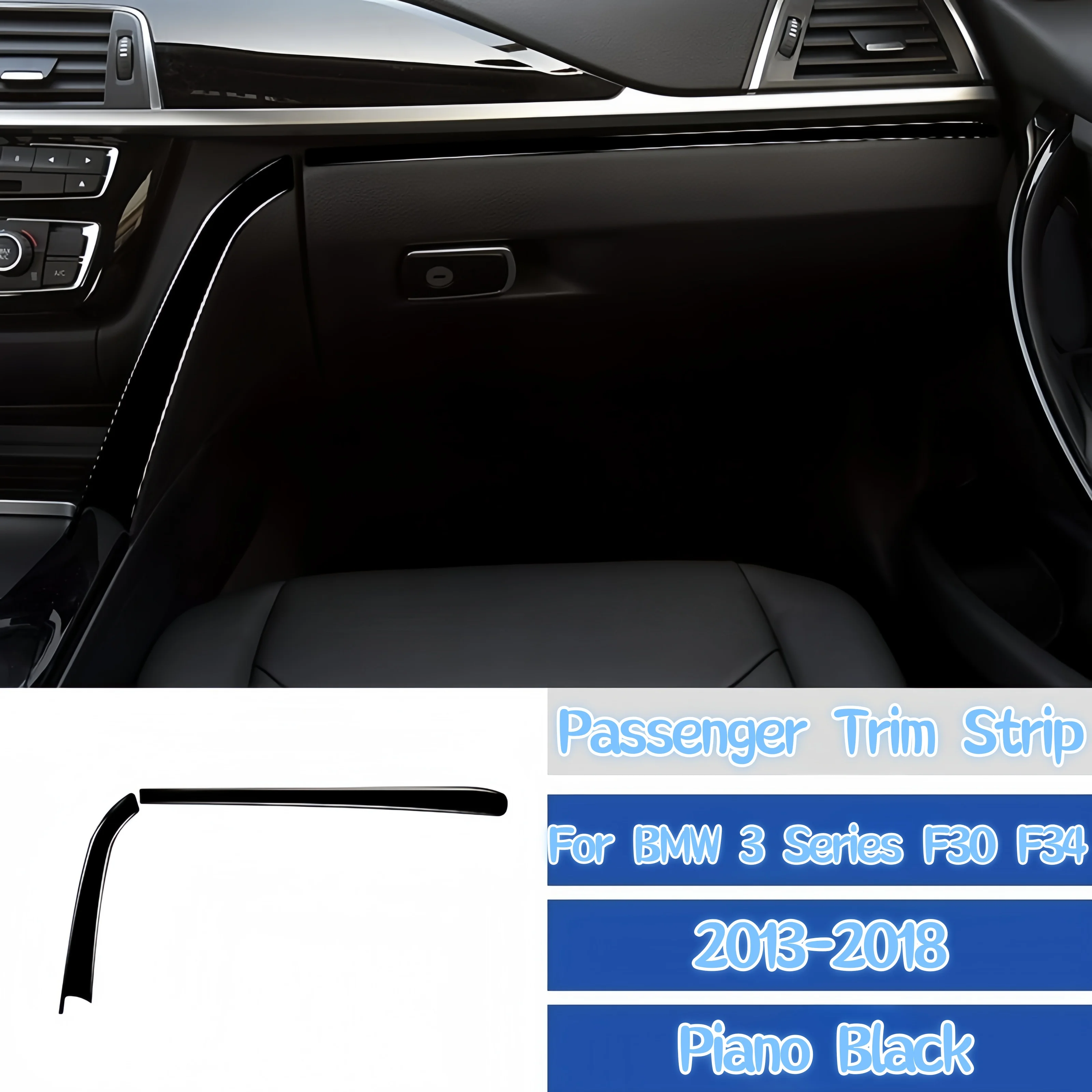 

For BMW 3 Series F30 F34 2013-2018 Car Interior Accessories Piano Black Auto Passenger Center Console Trim Strip Decor Stickers