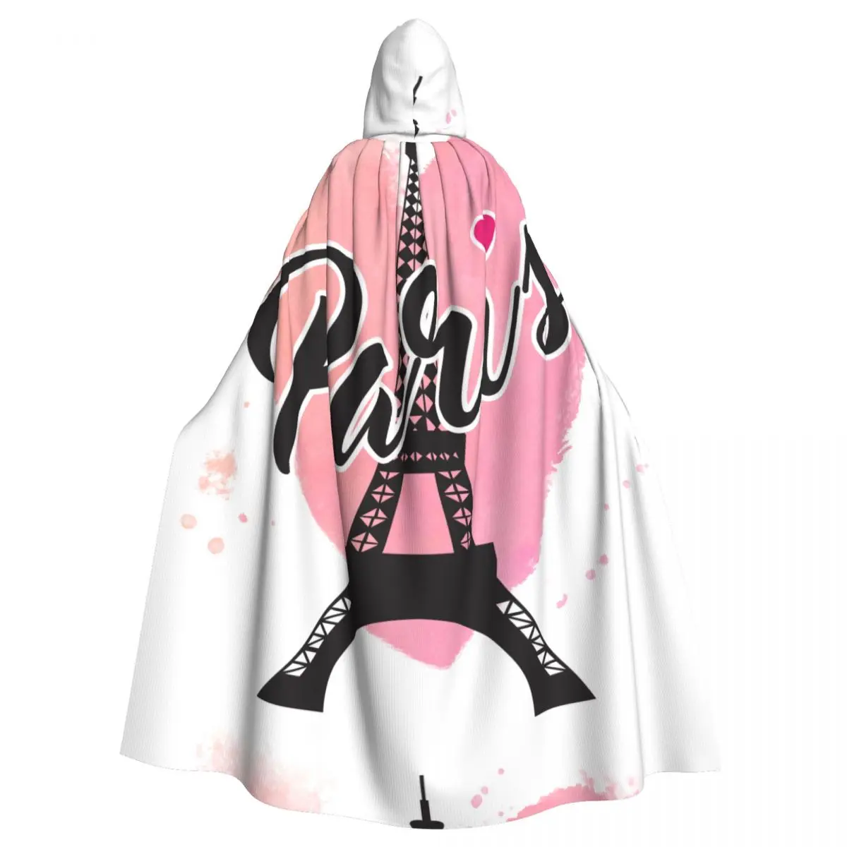 Paris Love Eiffer Tower Hooded Cloak Polyester Unisex Witch Cape Costume Accessory