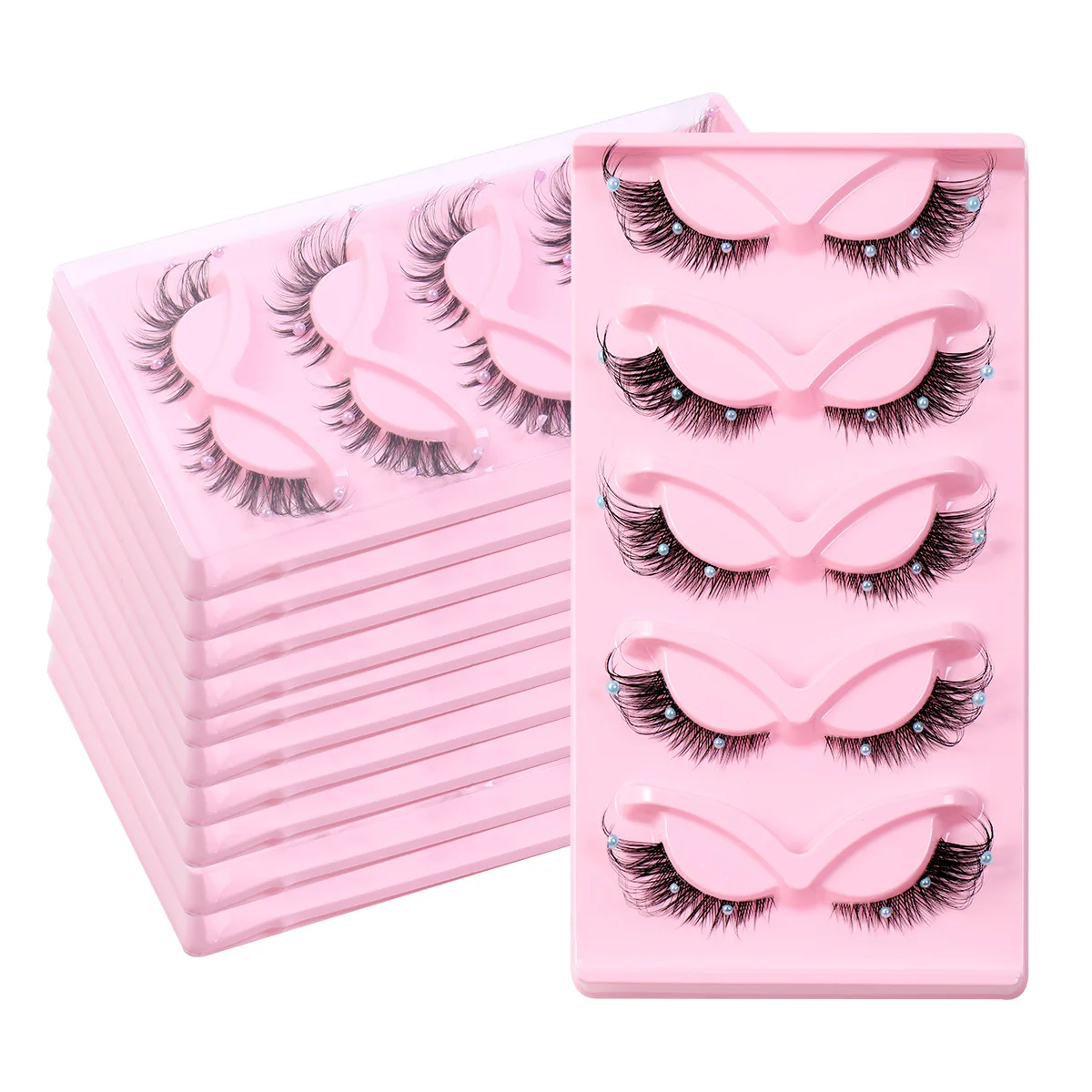 Faux Mink Fox Eye Lashes, Fofo Fairy Cat Eye Lashes, Extensões de Cílios Falsos, Cílios Falsos Spiky, Decoração de Palco, 5 Pares