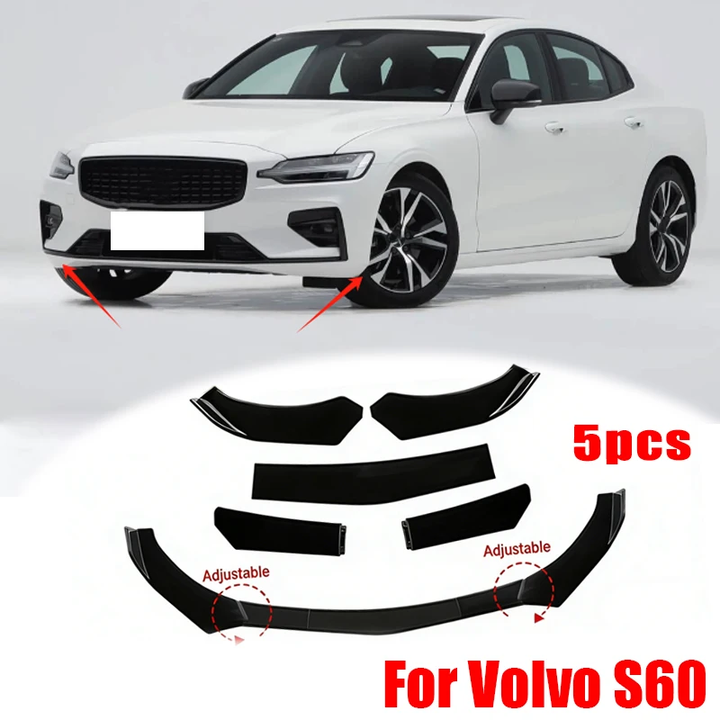 

5Pcs ABS Material Universal Car Front Bumper Separator Bumper Lip Body Kit Duck Lip Separator For Volvo S60 Car Accessories