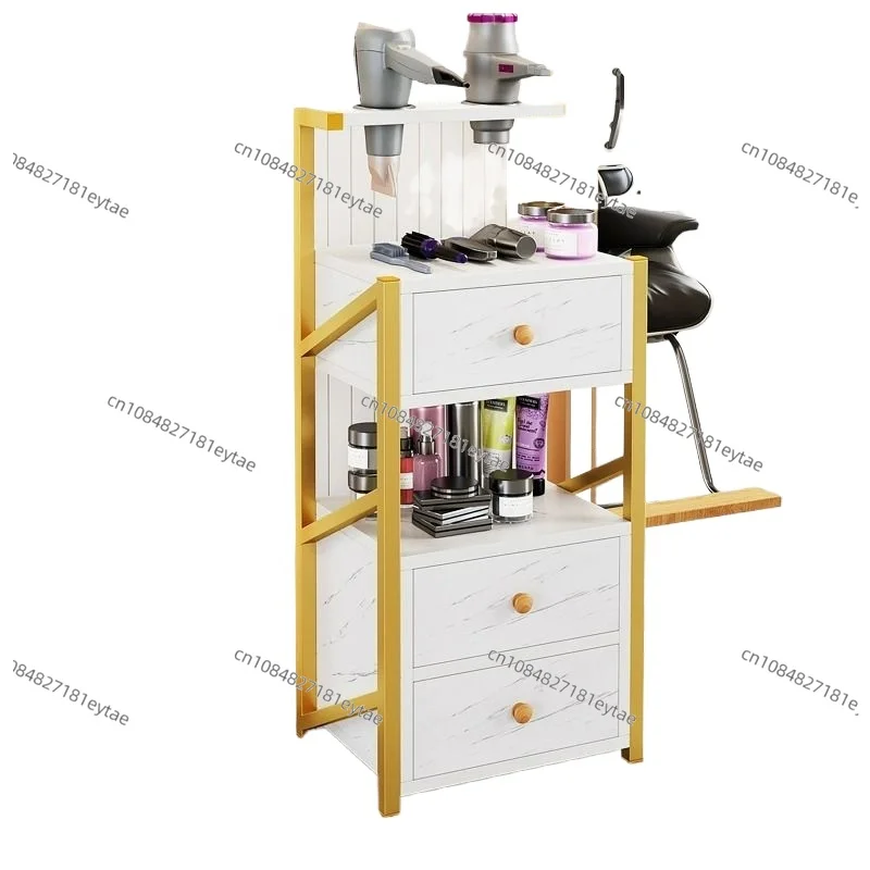 Modern Luxury Gold Metal Salon Trolley Removable Makeup Storage Cabinet for Hair Salon Barber Shop Latest Design