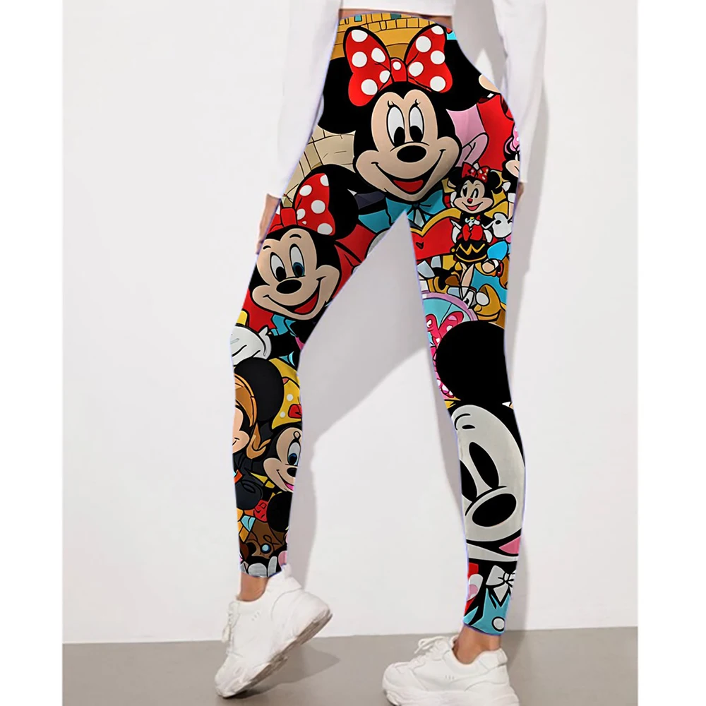Disney Mickey Mouse Minnie Print Slim-Fit elastische Taille Strumpfhosen Damen Casual Leggings tägliche Arbeit Reisekleidung