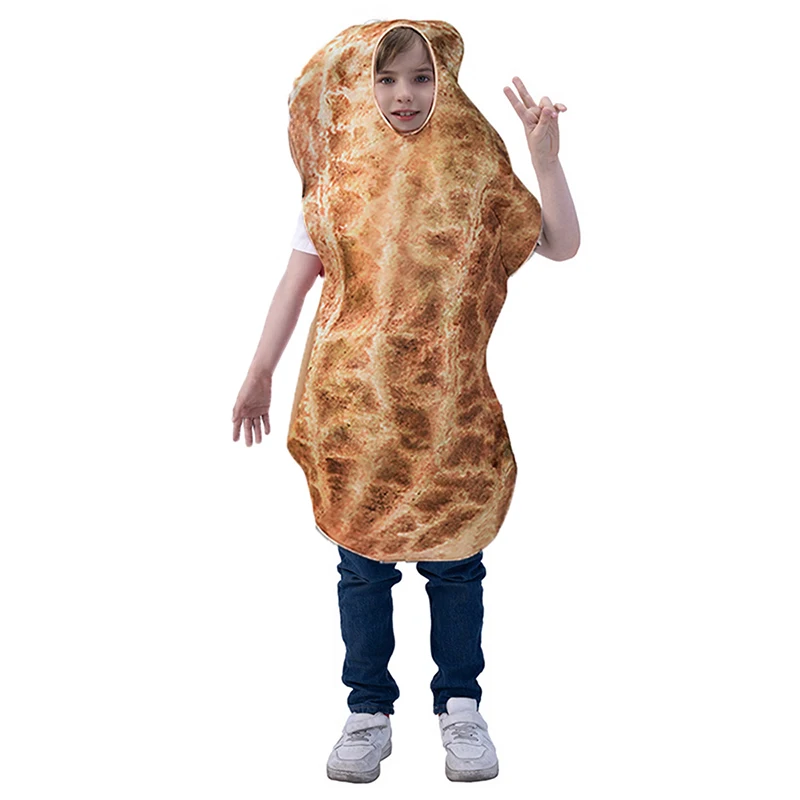 Kind Cosplay Erdnuss Kostüm für Jungen Kind Halloween Kostüm lustige Kleidung Nüsse Snacks Erdnuss Essen Rollenspiel Mantel Bühnen party