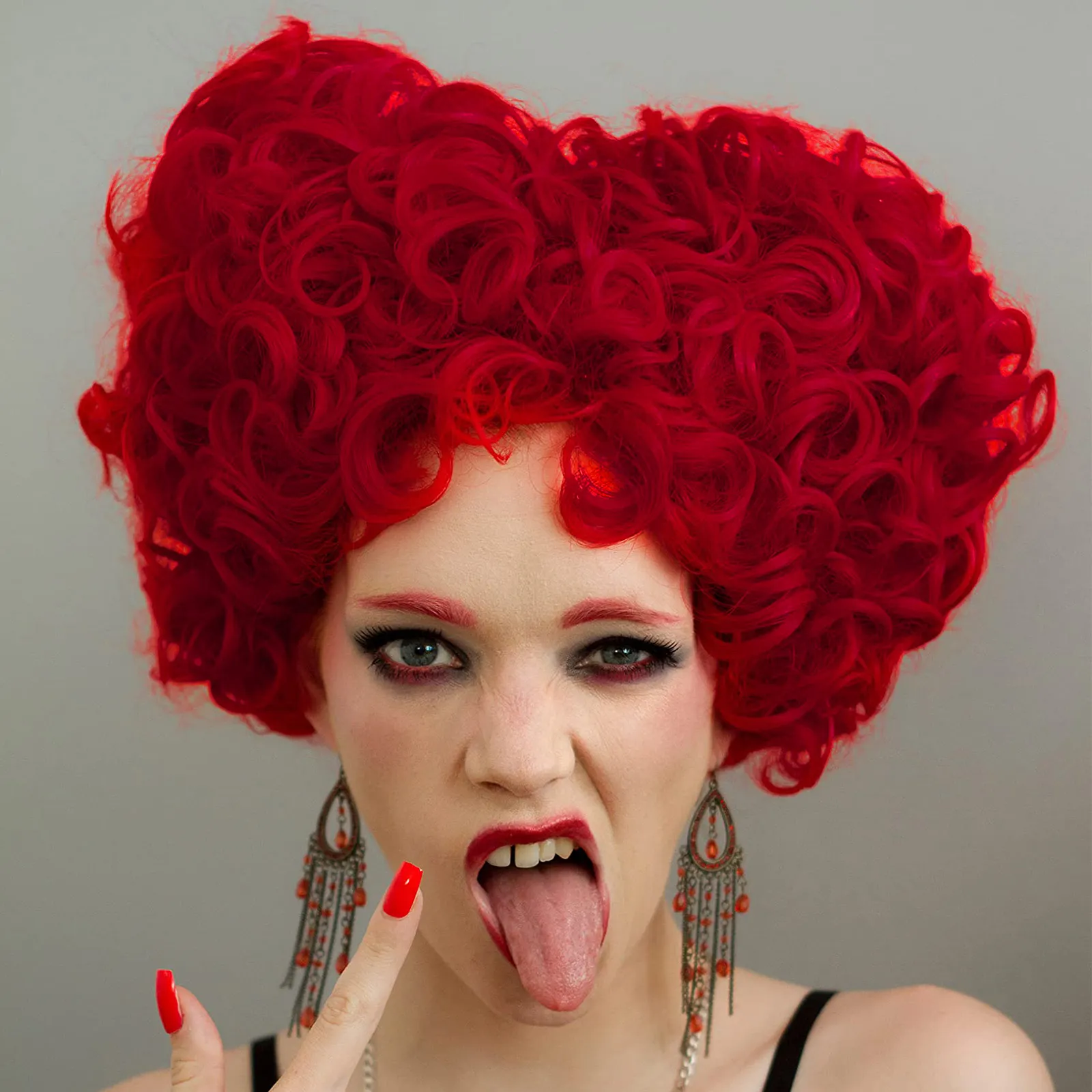 6 Polegada sintético curto espiral encaracolado rainha vermelha peruca cosplay com anime halloween carnaval exposição em quadrinhos natural cos peruca