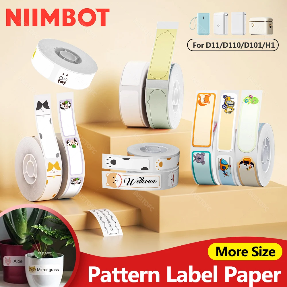 Niimbot Cartoon Pattern For D110 D110-M/D11 D11-H/D101 Mini Portable Label Printer Thermal Label Paper Waterproof Sticker Rolls