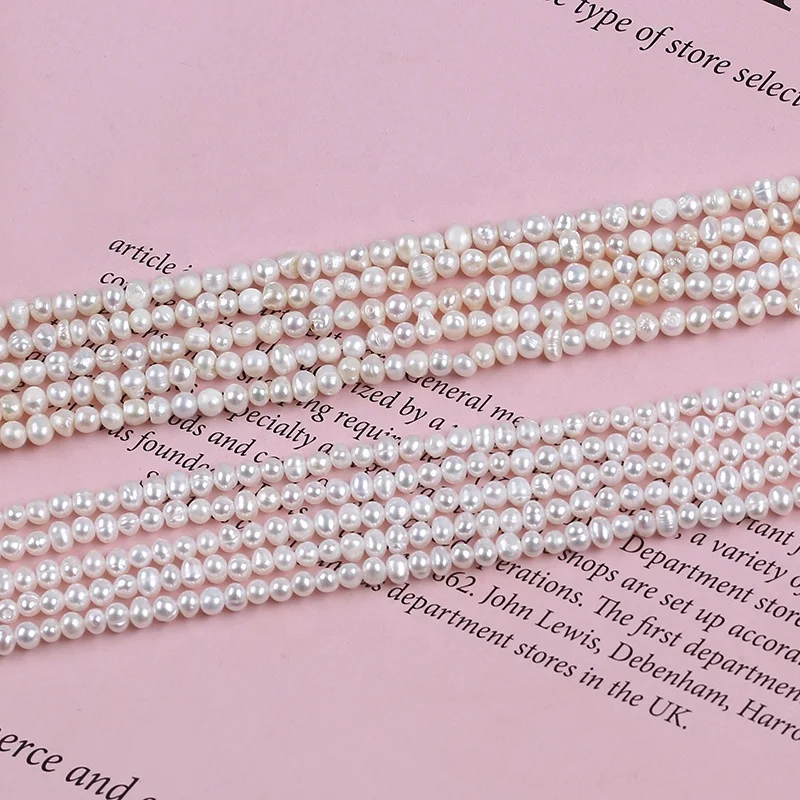 

Wholesale 3-4mm china natural cultured freshwater white loose potato shape pearls beads strand