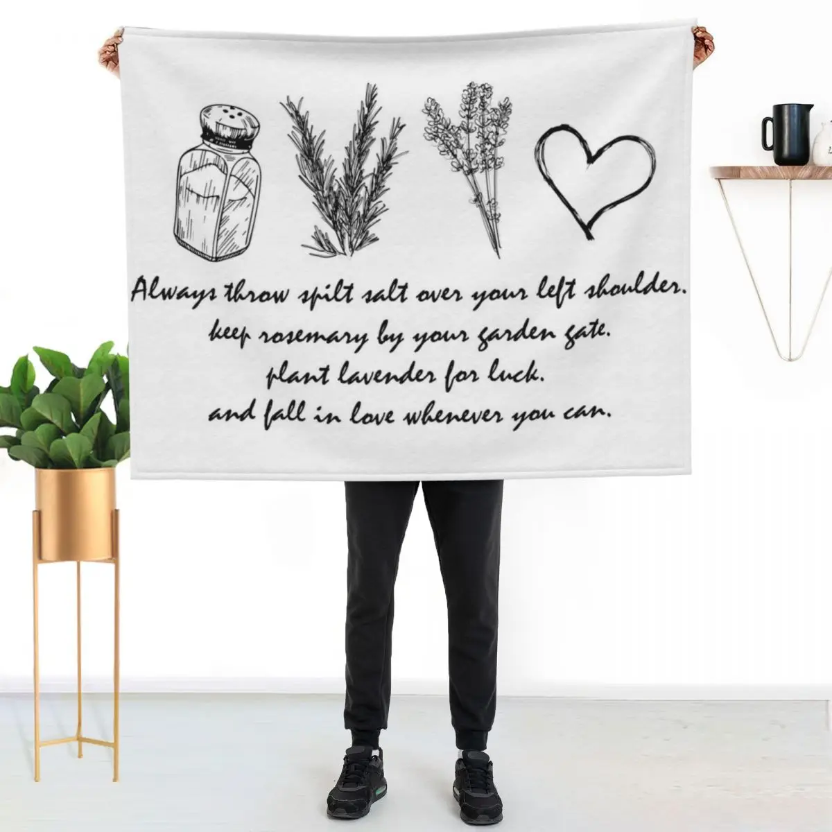 

Practical Magic,Salt, Rosemary, Lavender & Love- motivating saying tee Throw Blanket Soft Sherpa Fleece Warm Blanket for Winter