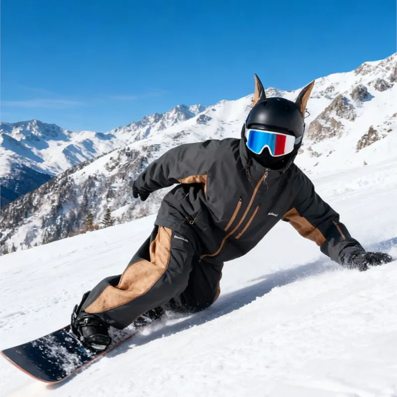 сноубордический костюм женский Brown Ski Suit Female 2026 Winter New Outdoor Windproof Waterproof Cold-Proof Snow Suit