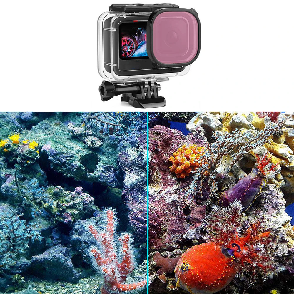 3pcs Diving Filter Red Pink Purple Lens Filters for WAN LIN Store Gopro 11 10 9 8 Waterproof Case