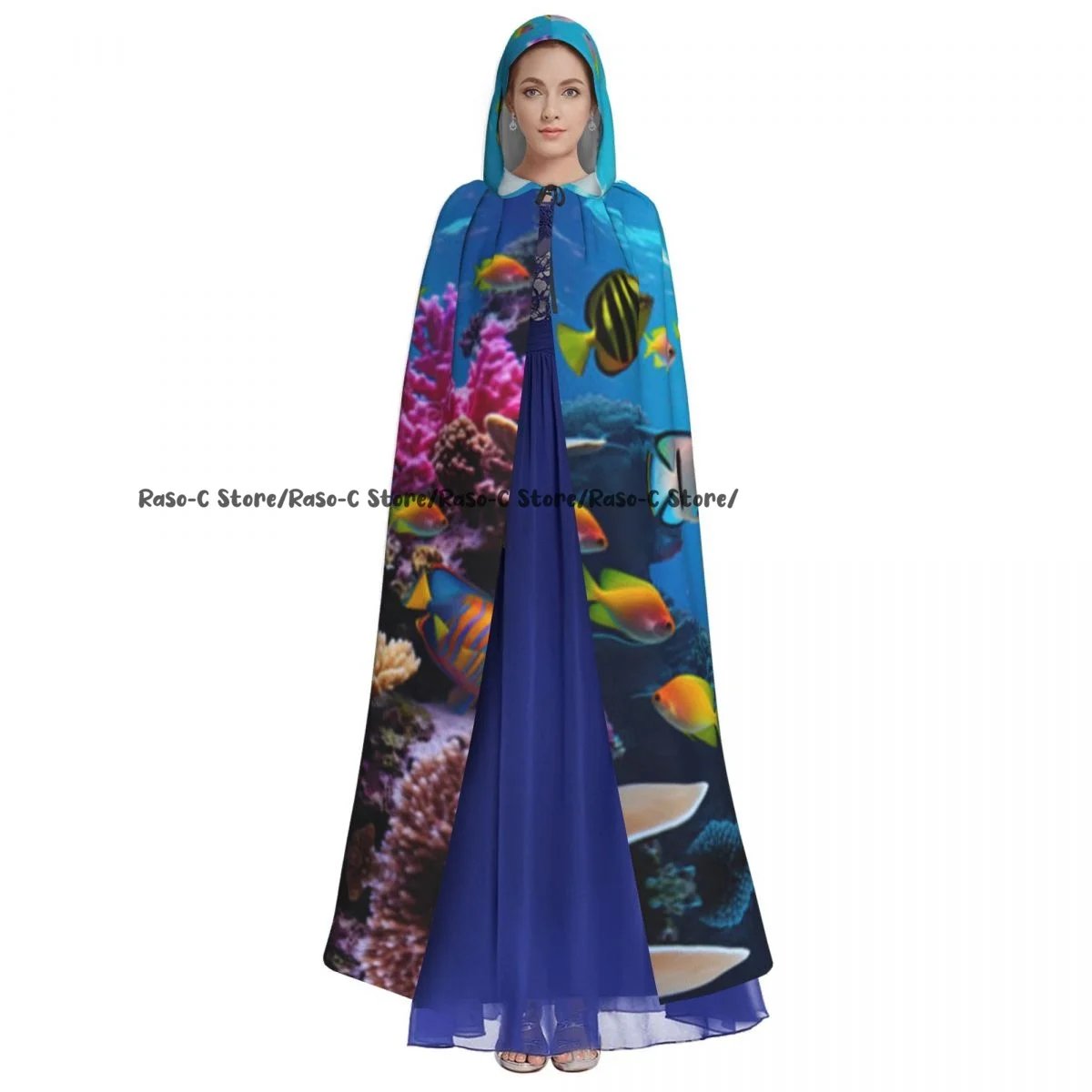 Hooded Cloak Unisex Cloak with Hood Corals And Tropical Fish Cloak Vampire Witch Cape Cosplay Costume