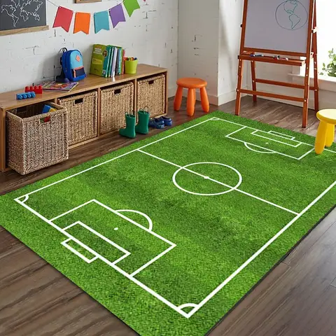 Living Room Carpet Football and Rugby Track Printed Floor Mat Children's Room Non Slip Rug Home Decoration