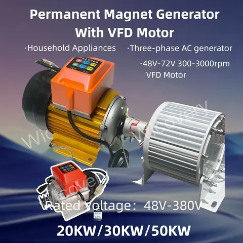Factory Permanent Magnet Generator 20KW 30KW 50KW Variable Speed DC 48-72V Motor 220V 380V 120V With VFD Motor 300-3000rpm
