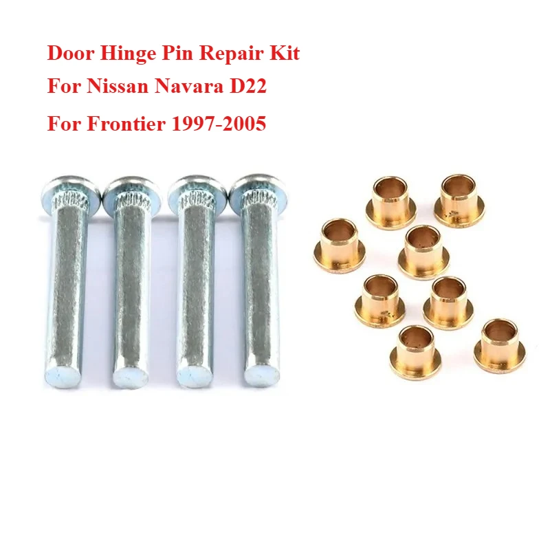 Door Hinge Pin Bushing Repair Kit for Nissan Navara D22 Frontier 1997-2005 Steel Pins Copper Bushings Direct Replacement Auto