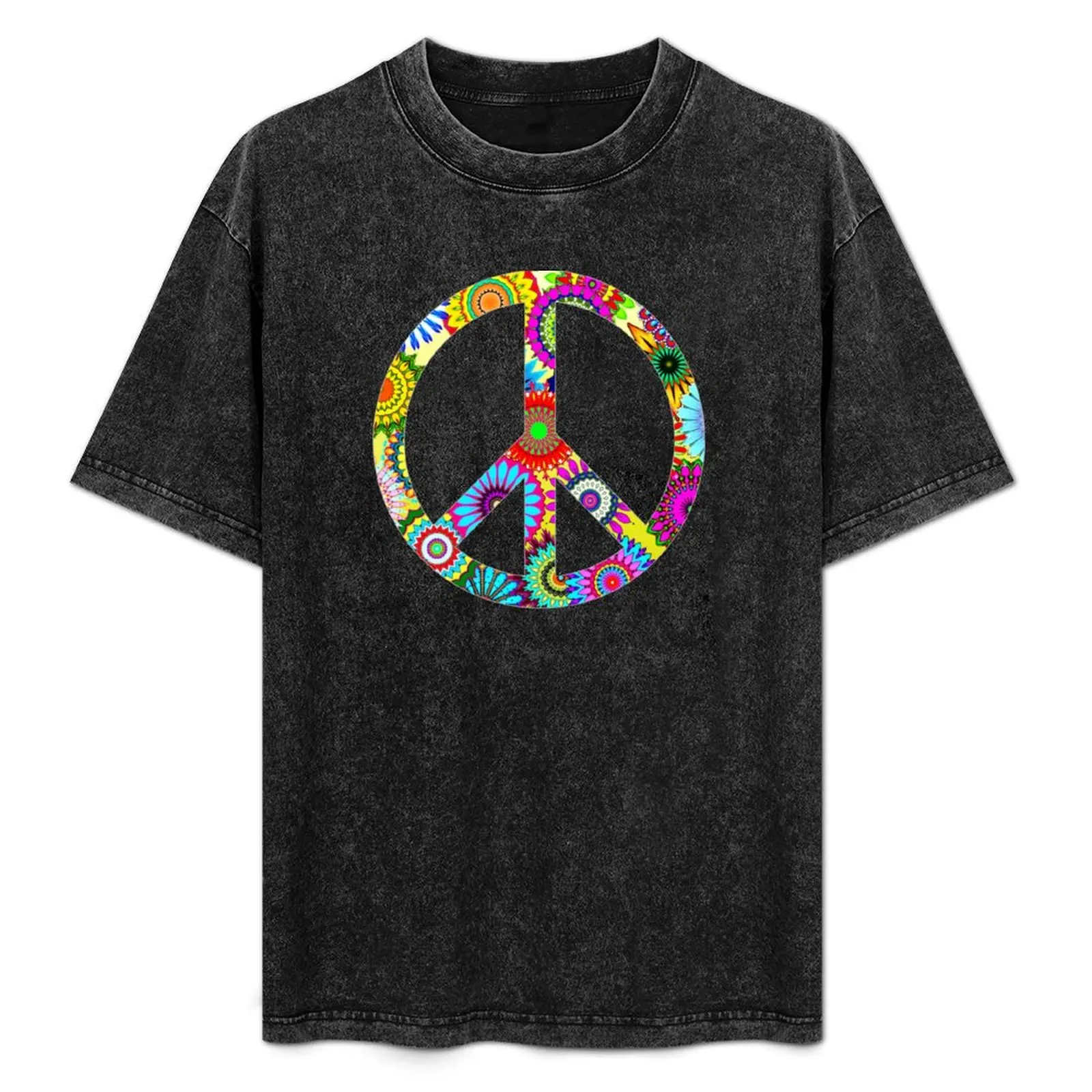 

Peace Sign Cool Retro Flowers Design T-Shirt Summer Sports Quick Dry T-Shirt