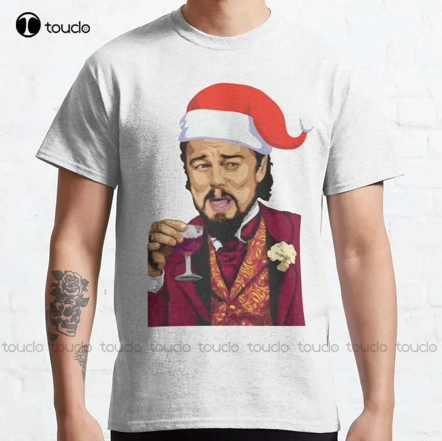 Christmas Leo Leo Meme Funny Dicaprio Django Christmas Classic T-Shirt Boys Uniform Shirts Custom Aldult Teen Unisex Xs-5Xl New