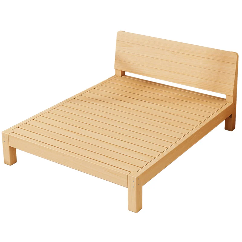 

Solid wood 1.5 meters modern simple double 1.8 meters home my rental room wooden bed