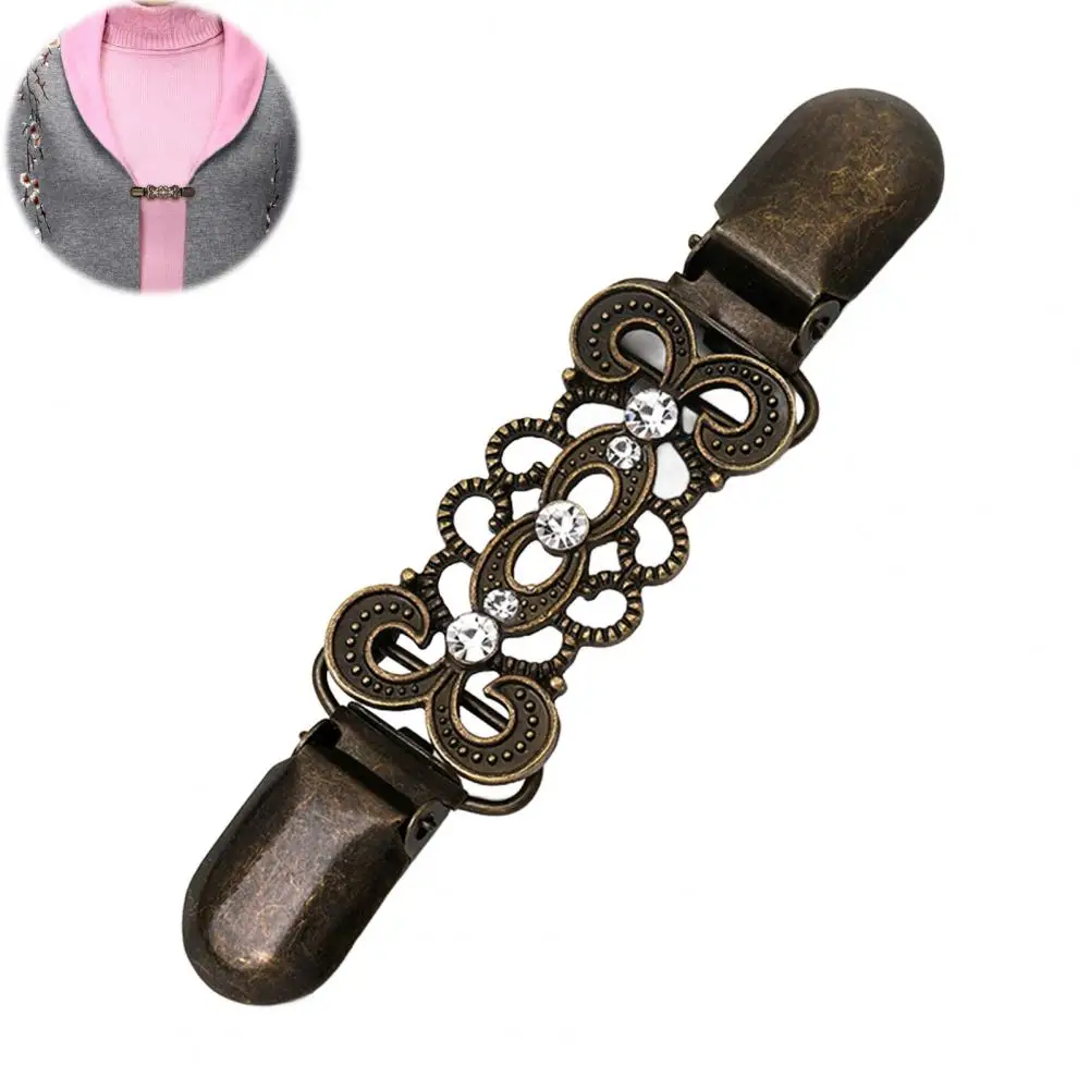 Único xale fecho vintage strass pato boca clipe para cardigans femininos xales vestidos retro inverno camisa colar broche pino