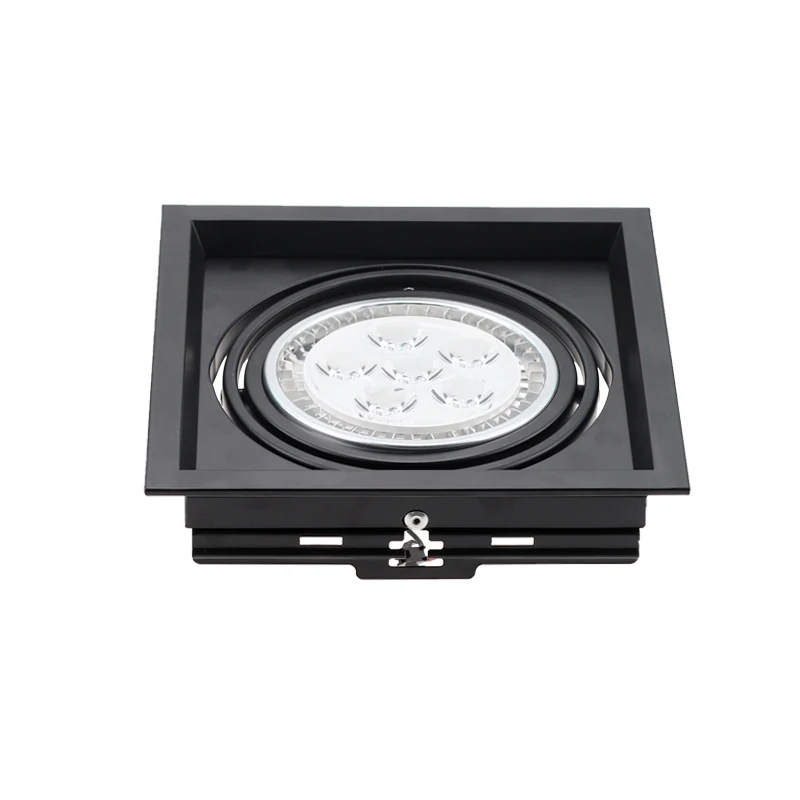 Black White LED GU10 Eyeball Casing MR16 Bulb Frame Spotlight Ceiling Down Light Lamp Fixture Round Square