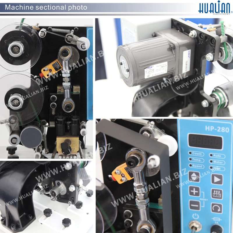 

HP-280P Hualian Automatic New Digital Panel Heat Heating Code Printing Print Ribbon Hot Coding Machine