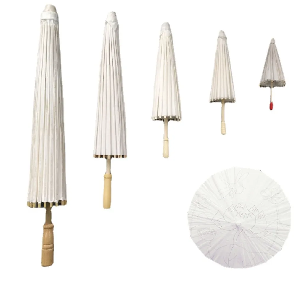 Paper Parasol 60/40cm Chinese Paper Umbrellas Rustic White Umbrella Photography Props for Baby Shower Party Wedding