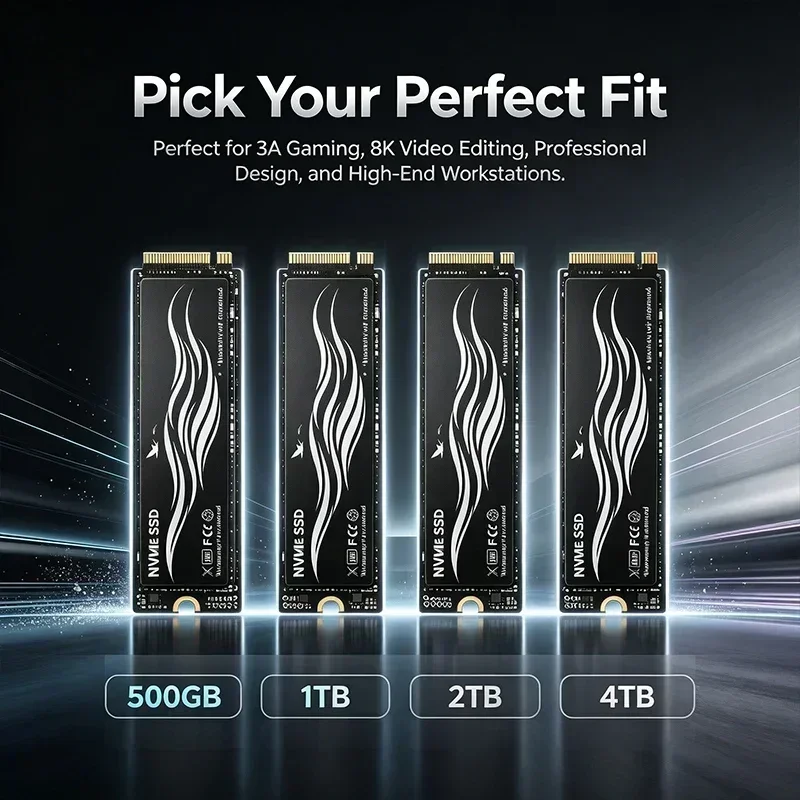 Internal Drive NVMe M.2 SSD PCIe 4.0 Quiet Cooling with Advanced Thermal Control for Gaming PS5 Desktop Laptop 500GB 1TB 2TB 4TB