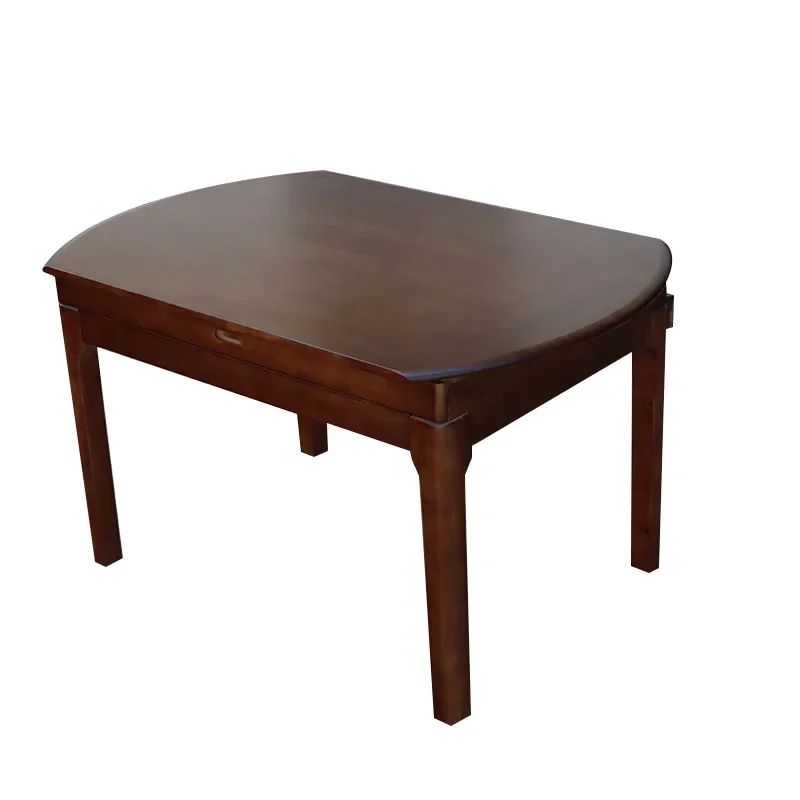 All solid wood retractable dining table invisible table family dinner multi-functional square and round dual-purpose
