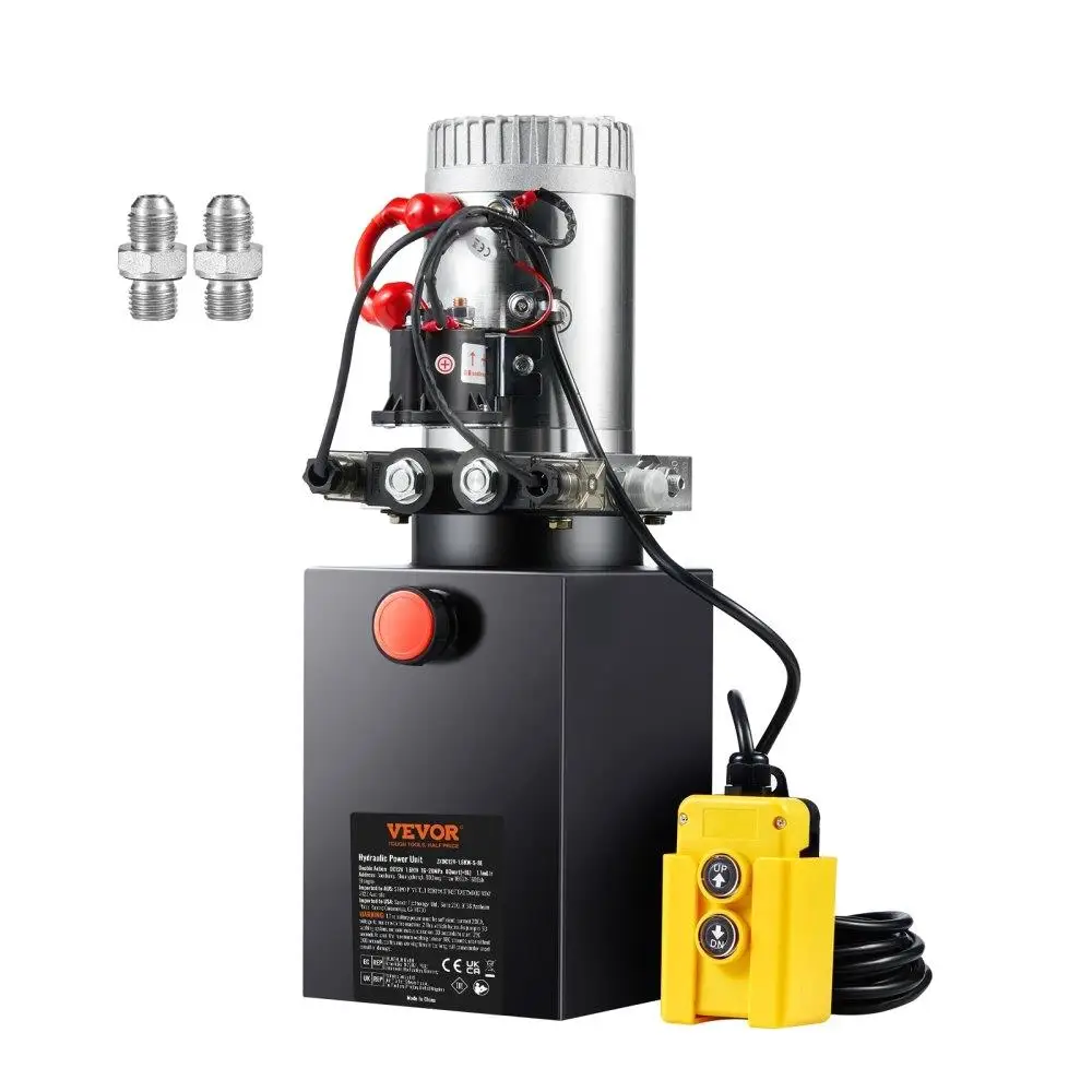 

Hydraulic Pump, 8 Quart Hydraulic Power Unit, Double Acting for dump Trailer Pump, 0.91 GPM Flow Rate, 3200 PSI Max Relief