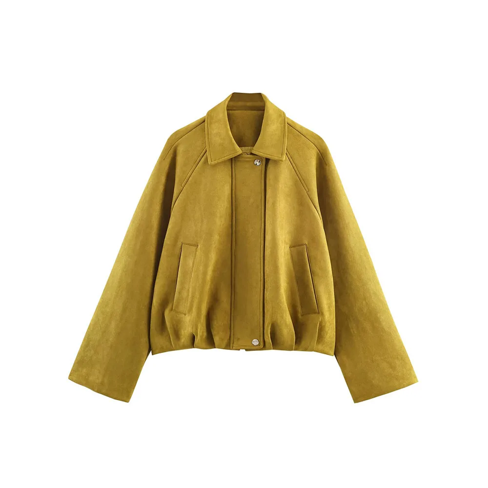 

Autumn new women's fashionable and versatile slim-fitting suede effect pilot jacket