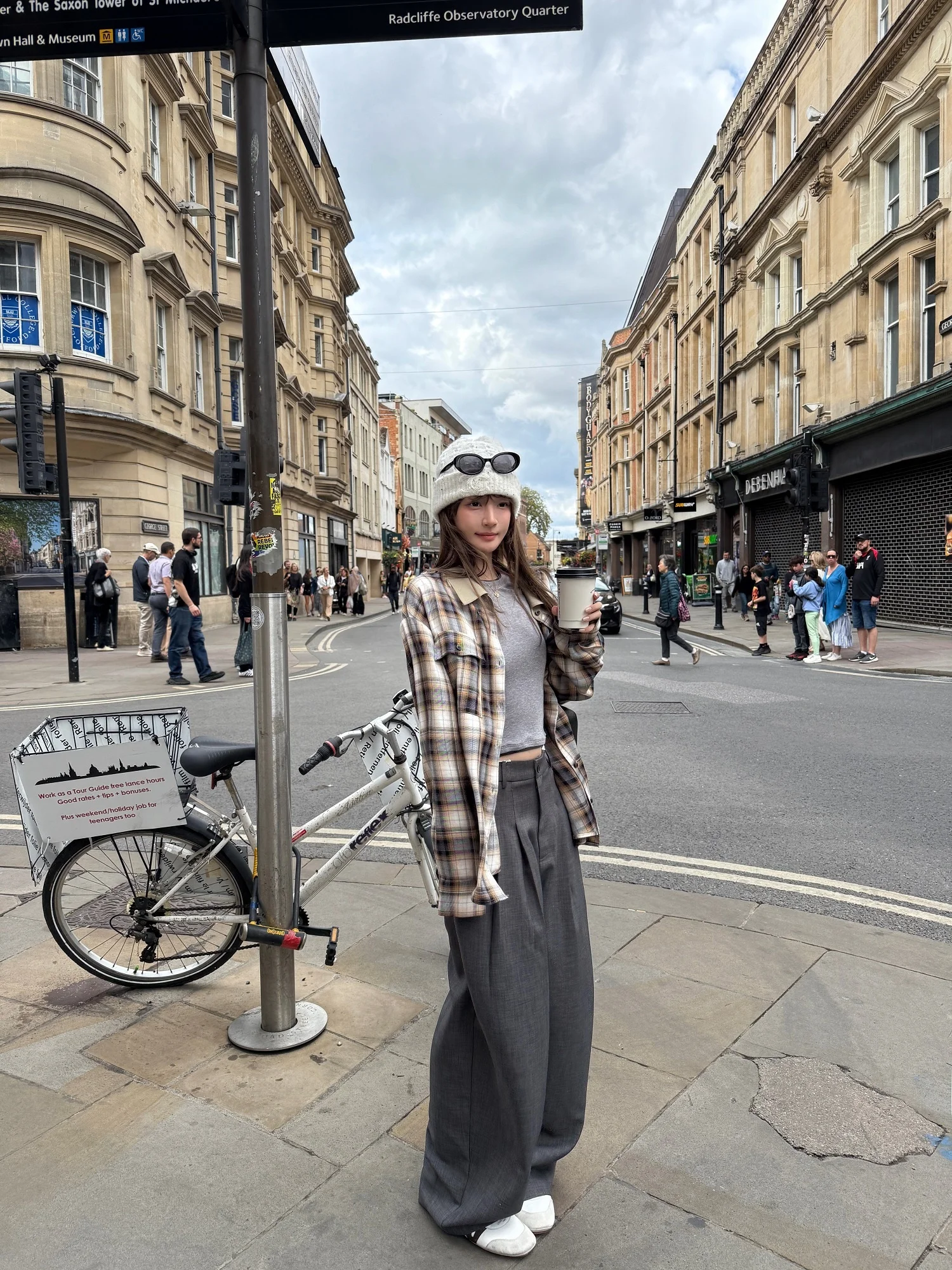 

Ceeyou London ternoon Sle Color Blo Collar ket Plaid irt Women's Casual Straight Leg Fibre Glue oulder Long Sve