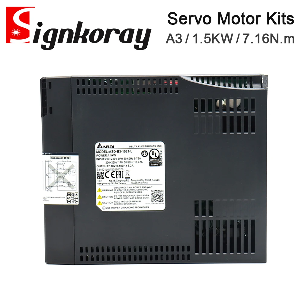 Signkoray เดลต้าชุดมอเตอร์เซอร์โว1.5KW ASD-B3-1521-L ECM-B3M-E21315RS1 ASD-B3-1521-E ECM-B3M-E21315SS1 7.16N M 2000rpm
