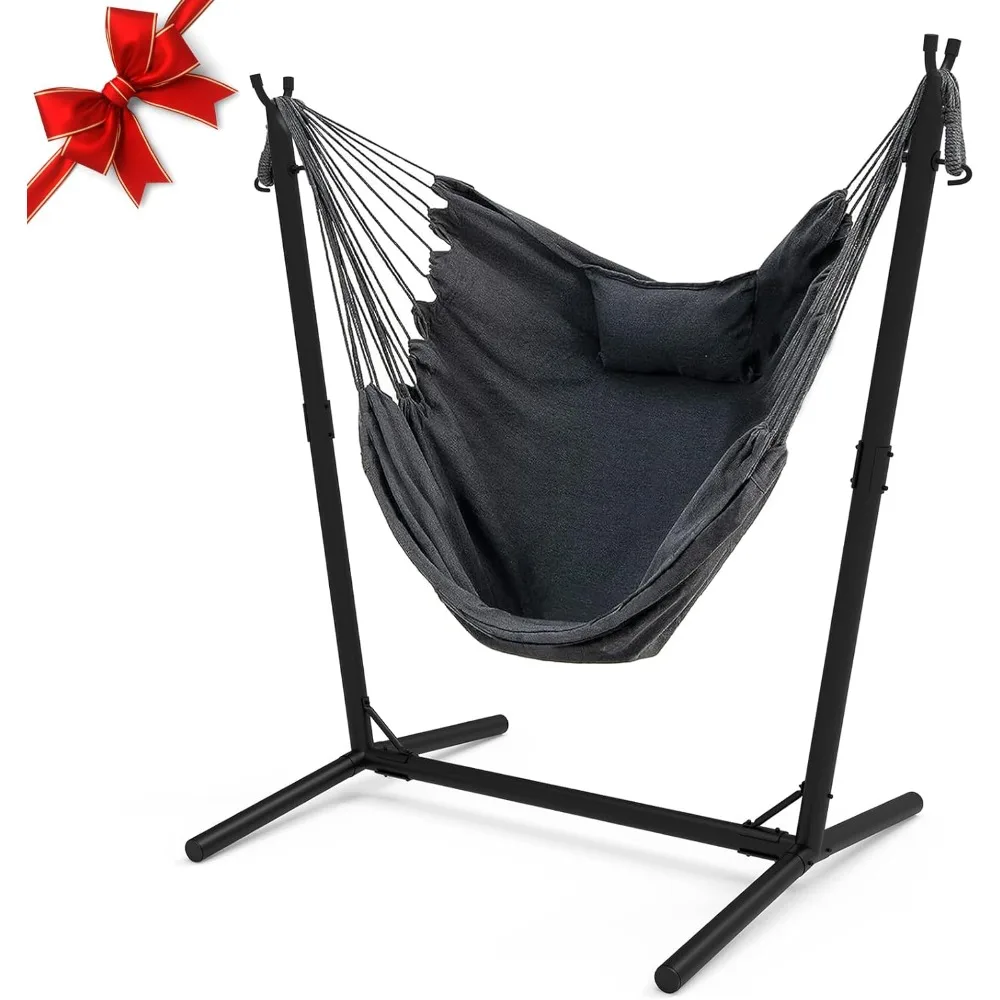 

Hammock Chair with Stand,Heavy-Duty Hanging Chair with Stand, for Indoor Outdoor,Sturdy Swing Chair with Stand Max Load 350