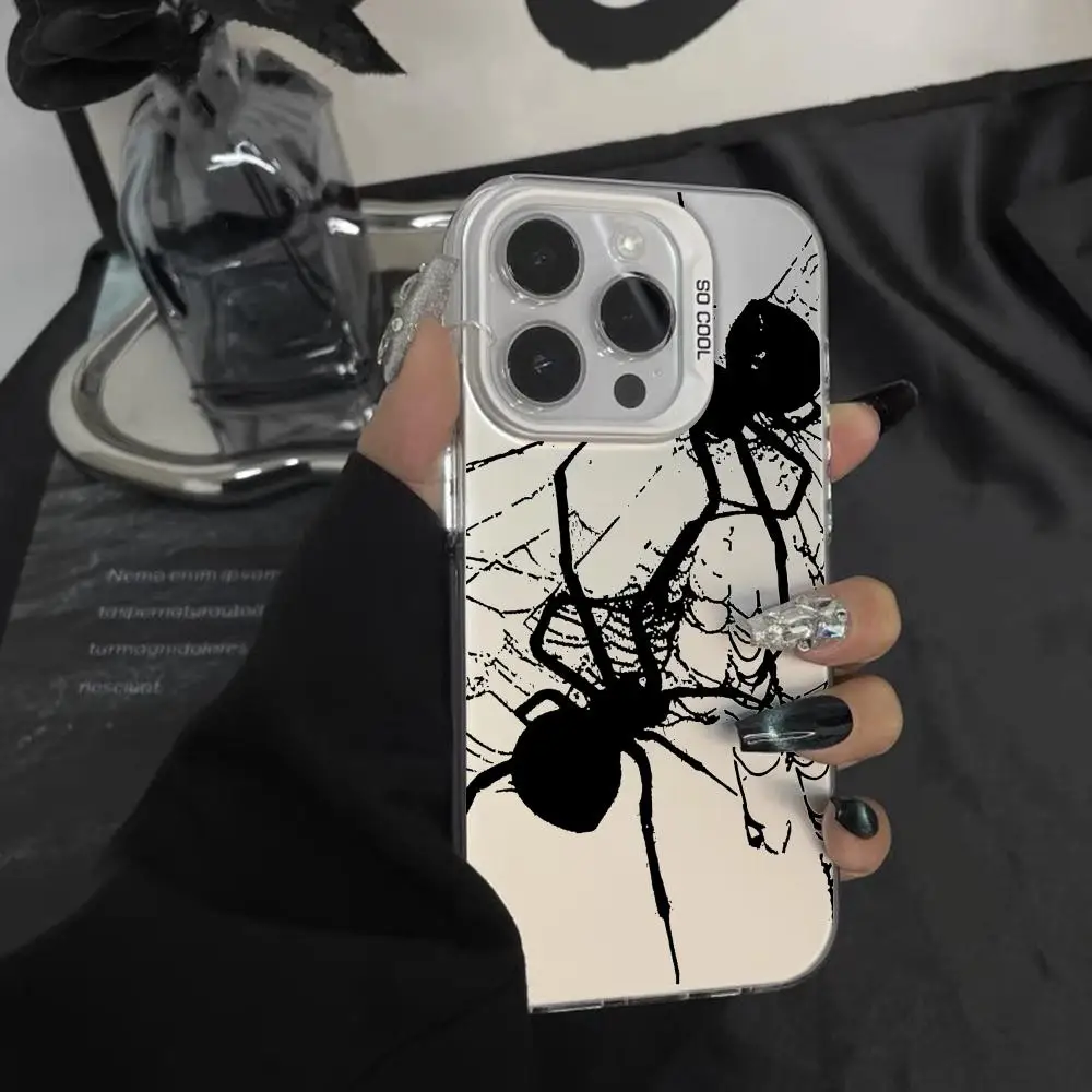 

spider couple Phone Case Clear TPU Anti-Yellow Shockproof Case For iPhone 11 12 13 14 15 16 17 Pro Max