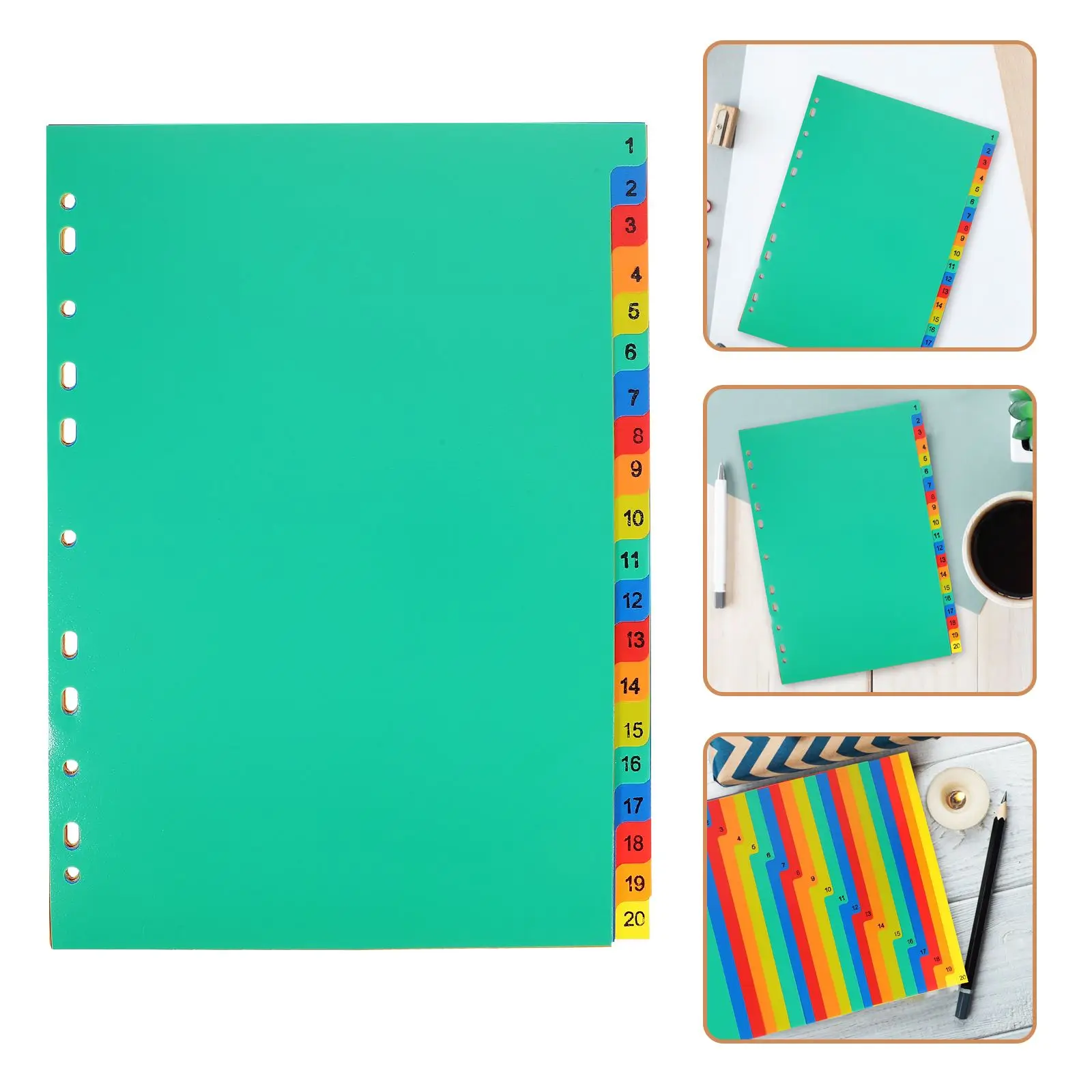 20pcs A4 Index Page Classification Page Loose-leaf Book Separator Sheet Handbook Separator Sheet Separator Page A4 File Dividers