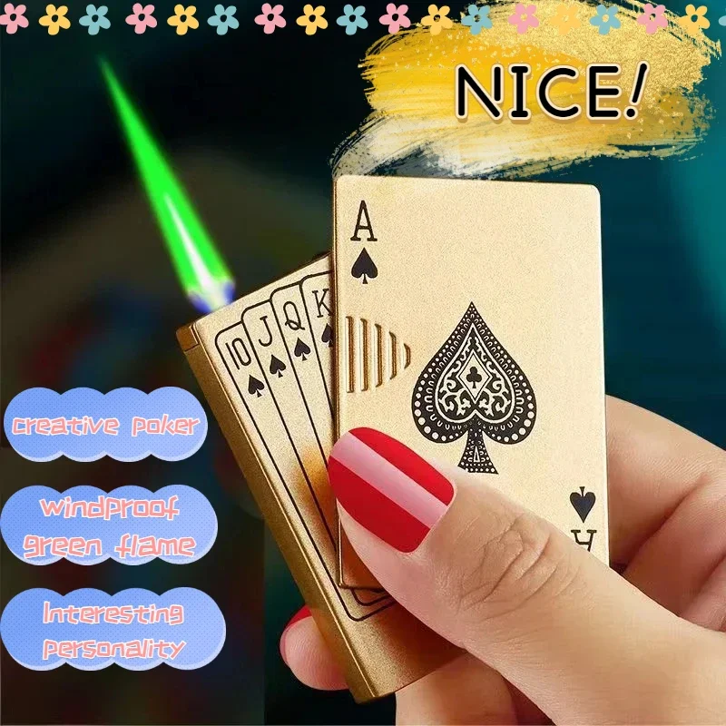 Creative Playing Cards for Girls Fashion Lightemitting Lighter Butane Gadget Personalized Lighter Gift Smoking Accessories 2024