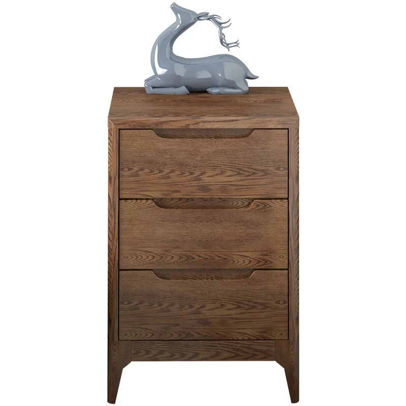 Solid wood bedside table simple modern oak bedside storage cabinet three drawers Nordic bedroom small cabinet storage cabinet fo