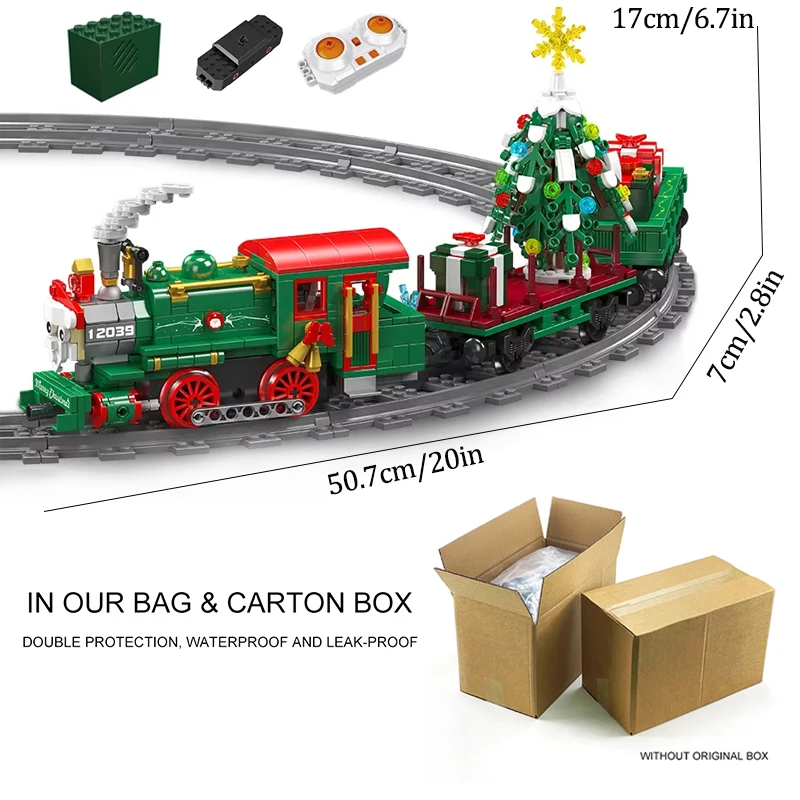 Mould King 12039 MOC Technical Racing Christmas Train Building Blocks RC Winter Holiday Assembly DIY Toy Christmas Gift For Kids