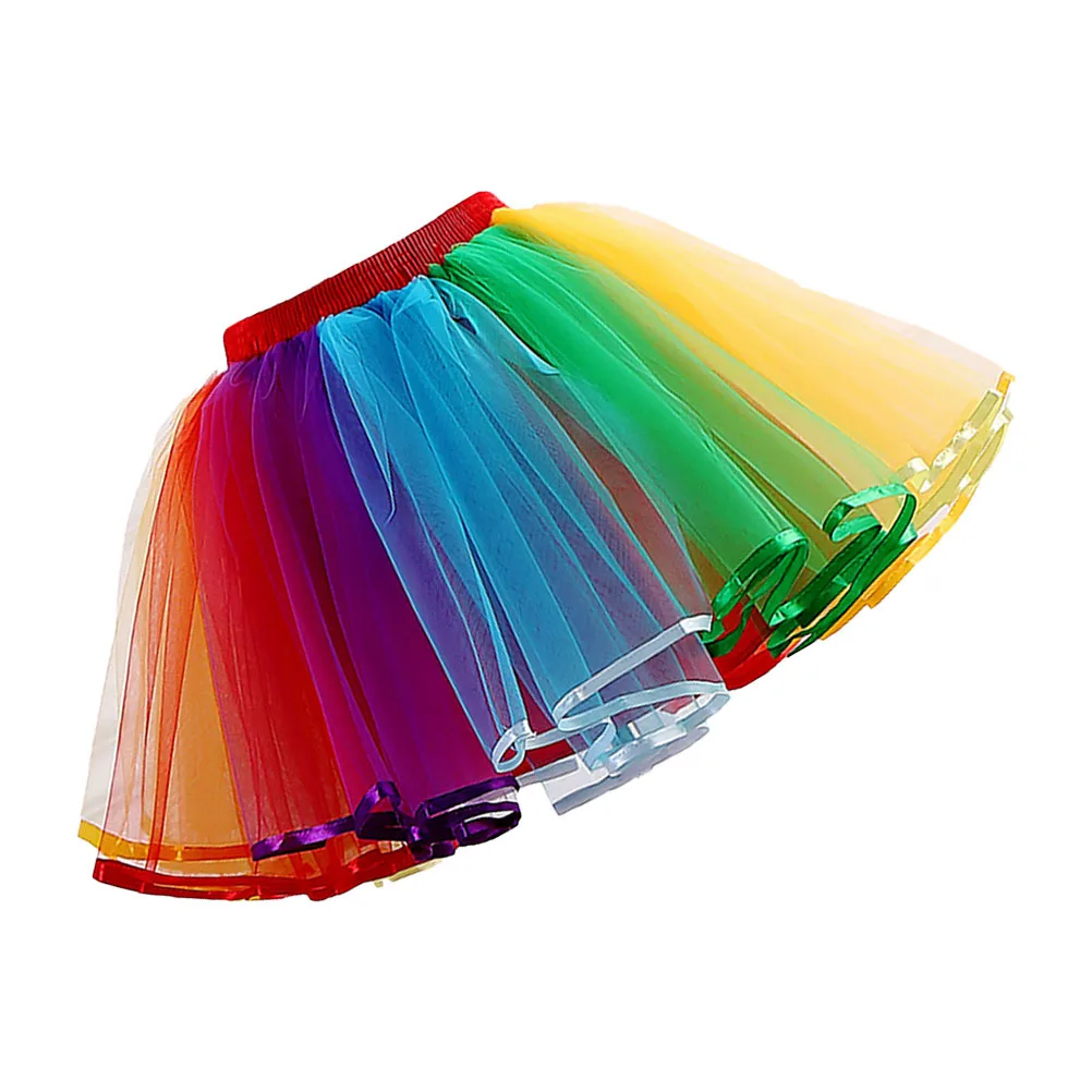

Mesh Tutu Skirt Dress Party Bubble Tulle Princess Performance Gauze Rainbow Layered