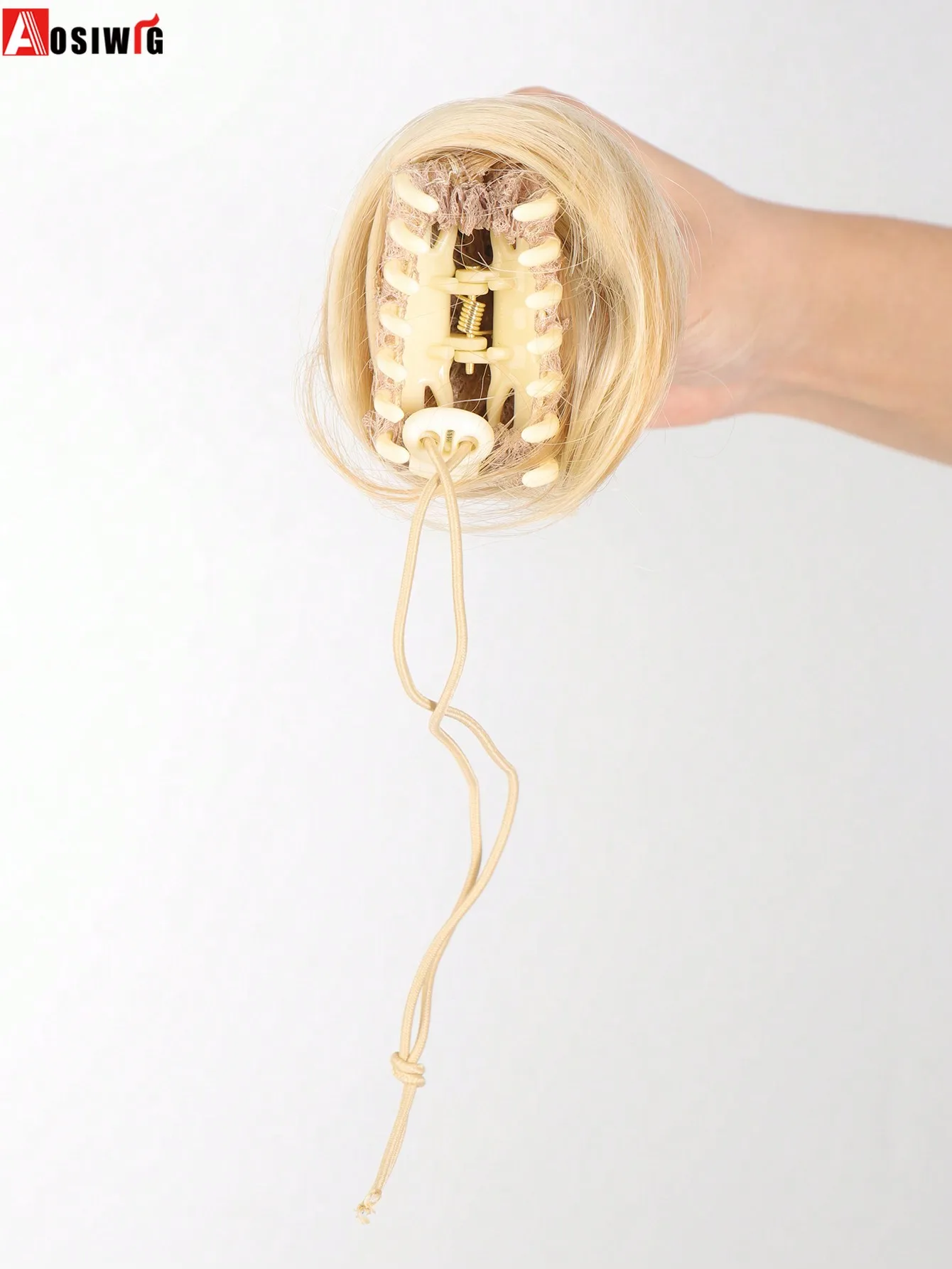 Ashifts-Postiche chignon synthétique ultraviolet pour femme, postiche chignon désordonné, bande élastique, fausse pince à cheveux en caoutchouc, queue de cheval à pince