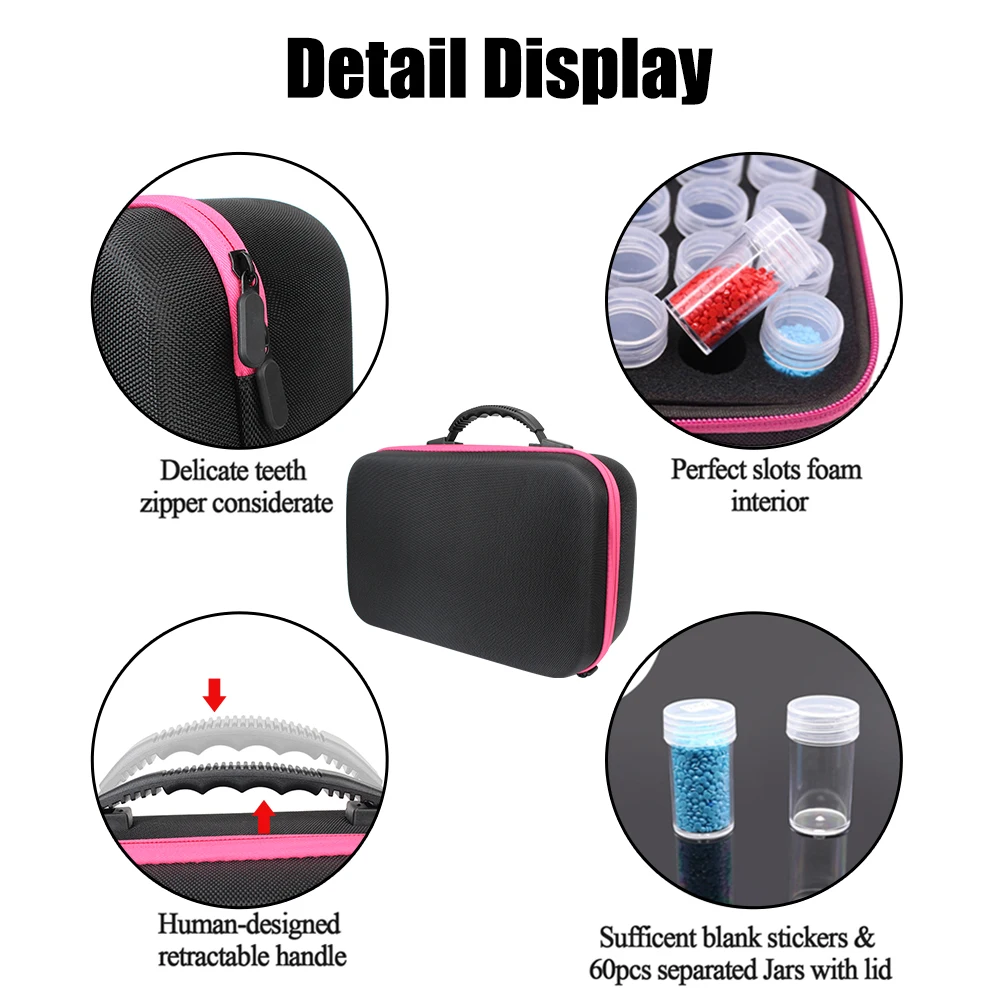 Diamond Painting Tools Embroidery Tools Beads Carry Case Detachable 60/120 Slots Handbag Jewelry Storage Box