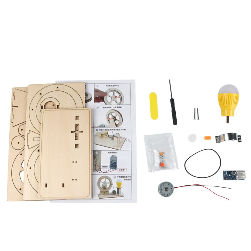 Houten handgenerator Kinderen Wetenschapsspeelgoed Grappig STEM Technologie Gadget Natuurkunde Kit Educatief speelgoed voor kinderen Leren speelgoed