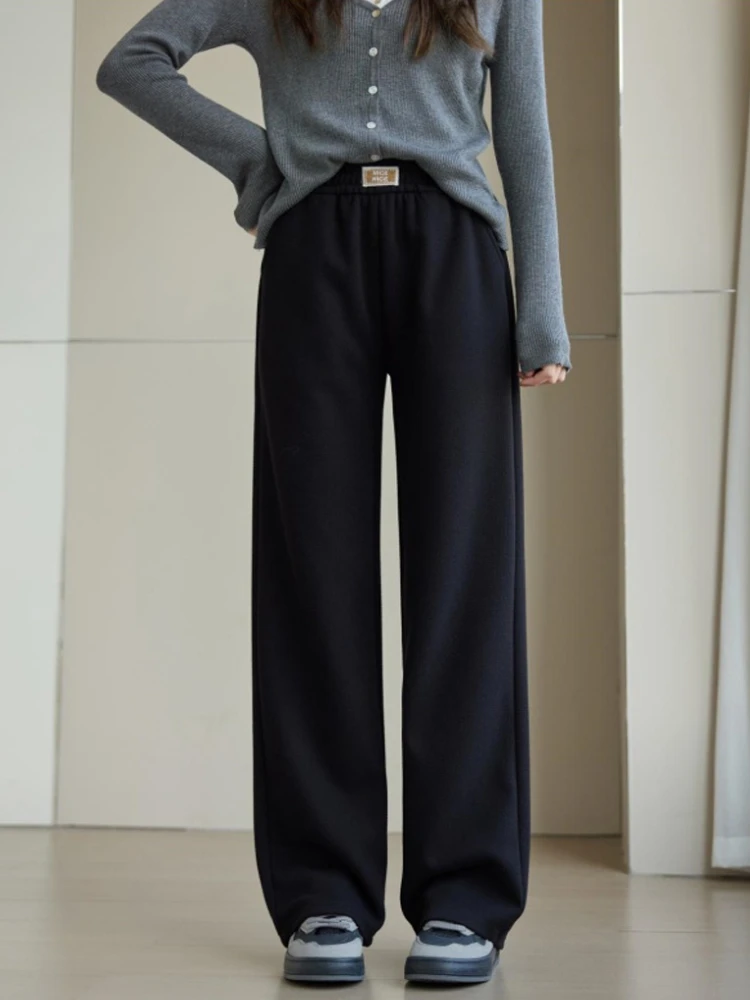Autumn Winter New in Narrow Wide Leg Pants for Women Elegant Commuting Fashion Loose Fit Sports Leisure Straight Leg Pants